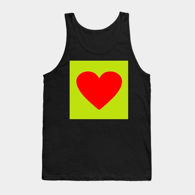 Red heart on lime green Tank Top by redumbrellashop